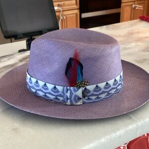 Stylish Pannizza Lavender Fedora with Feather Detail